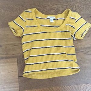 Yellow white and black small forever 21 crop top